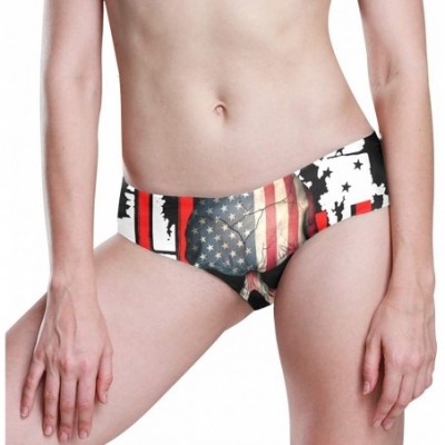 Panties Women Funny Briefs Afro-American Girl? Soft Invisible Seamless Underwear Panties - Usa Flag Skull American Pride - C7...