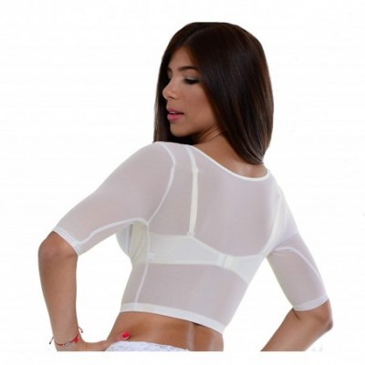 Shapewear Bolero Mesh Arm Control Shapewear Crop Top Arm Slimmer- Cami Shaper Short Sleeve - Ivory - CP195KNOHXE