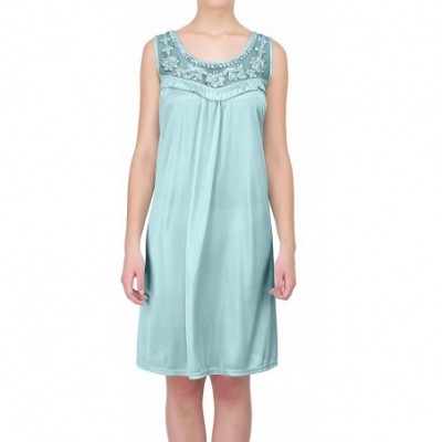 Nightgowns & Sleepshirts Women's Sheer Silky Sleeveless Nightgown - Robins Egg Blue - CM12JCWQ88B