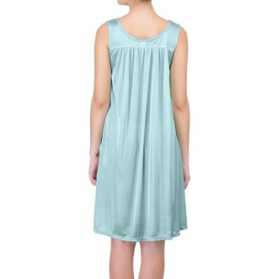 Nightgowns & Sleepshirts Women's Sheer Silky Sleeveless Nightgown - Robins Egg Blue - CM12JCWQ88B