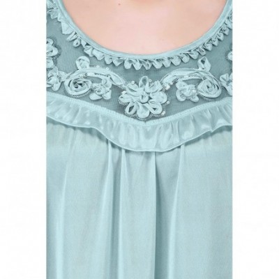 Nightgowns & Sleepshirts Women's Sheer Silky Sleeveless Nightgown - Robins Egg Blue - CM12JCWQ88B