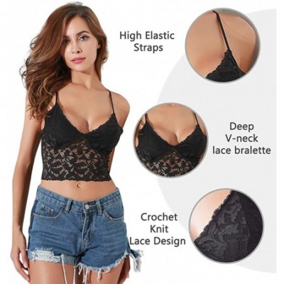 Bras Women Lace Bralette Sexy Deep V Bras for Women - Black - C91966DYCRC