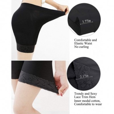 Shapewear Slip Shorts for Women Smooth Seamless Mid Thigh Legging Lace Undershorts Stretch Plus Size for Under Dresses - Blac...