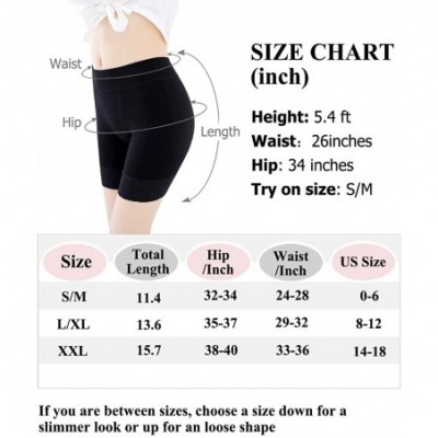 Shapewear Slip Shorts for Women Smooth Seamless Mid Thigh Legging Lace Undershorts Stretch Plus Size for Under Dresses - Blac...