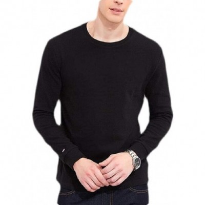 Thermal Underwear Thermal Underwear Cotton Long Sleeve Crewneck Thermal Shirt Top - Black - CQ198RYR7KY