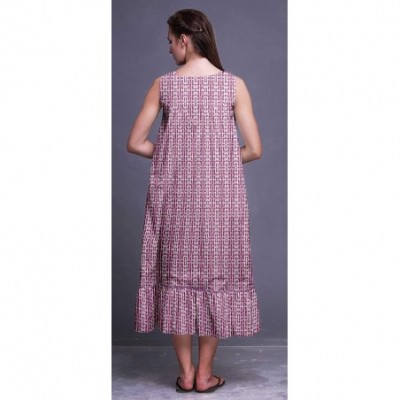 Nightgowns & Sleepshirts Sleeveless Cotton Nightgowns for Women Printed Mid-Calf Length Sleepwear - Dusty Purple - CV18S5O2R6E