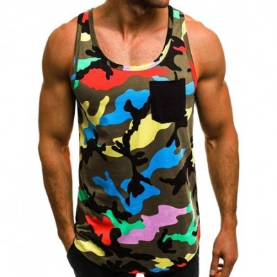 Briefs T-Shirt Camouflage Fashion Casual O-Neck Vest Sport Blouse - Camouflage - C719D0ML6YU