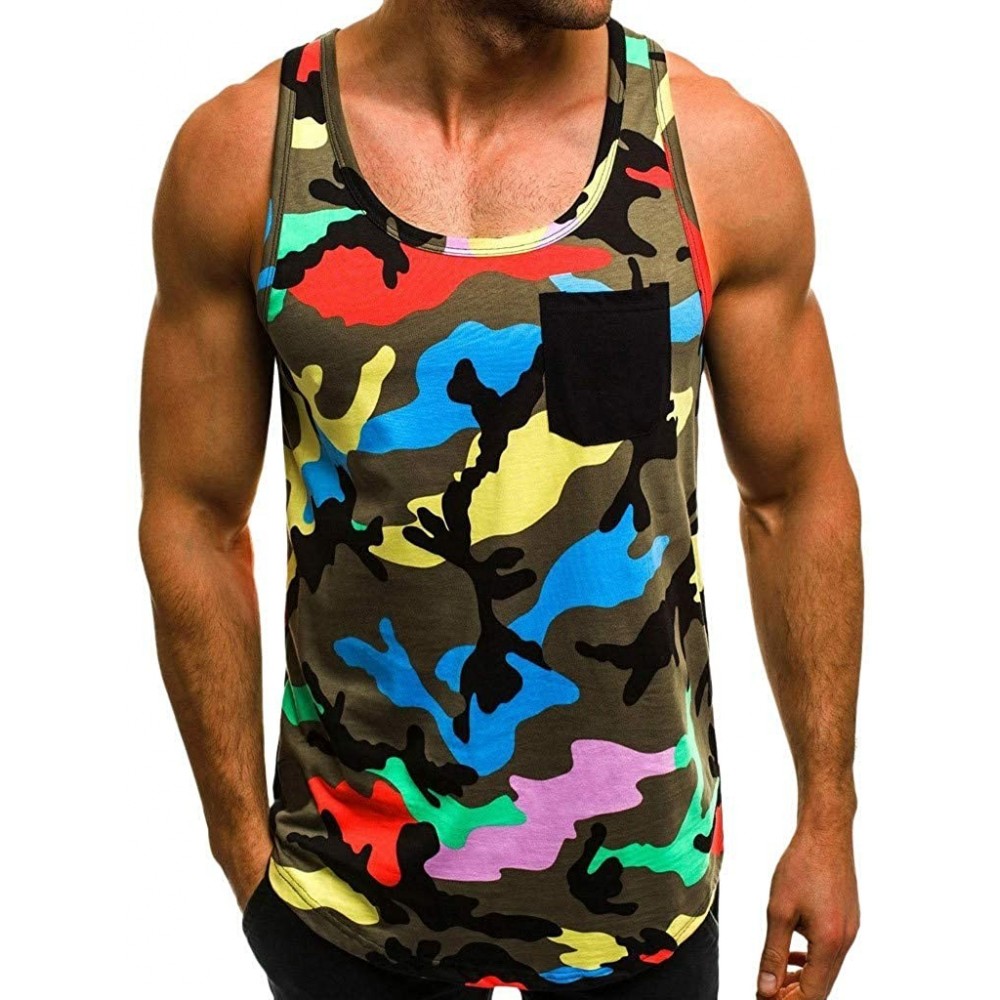 Briefs T-Shirt Camouflage Fashion Casual O-Neck Vest Sport Blouse - Camouflage - C719D0ML6YU