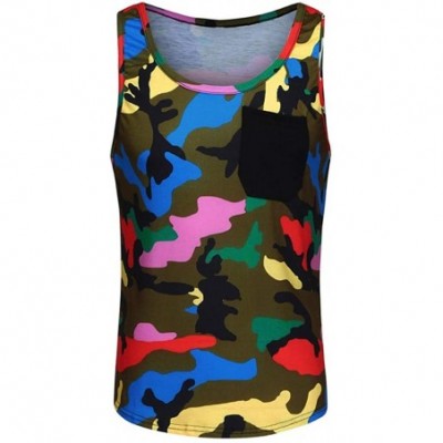 Briefs T-Shirt Camouflage Fashion Casual O-Neck Vest Sport Blouse - Camouflage - C719D0ML6YU