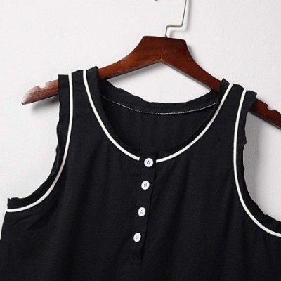 Sets Women's Scoop Neck Tops Casual Summer Sleeveless Tank Shorts Pajamas Set Two Piece Outfits Tracksuits - Black - CJ199AU8OD4