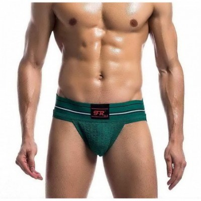 G-Strings & Thongs Mens Sexy Athletic Stretch Performance Jockstrap Elastic Waistband Underwear - Green - CK1938IIRX2