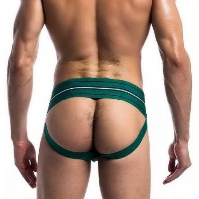 G-Strings & Thongs Mens Sexy Athletic Stretch Performance Jockstrap Elastic Waistband Underwear - Green - CK1938IIRX2