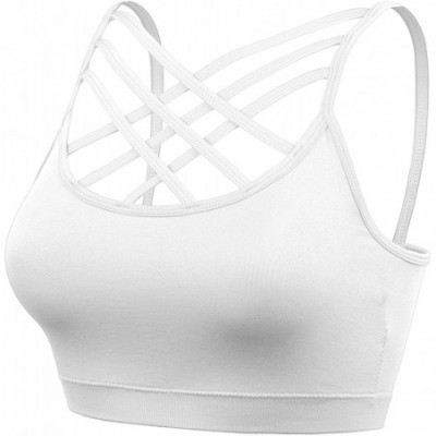 Camisoles & Tanks Padded Seamless Triple Criss Cross Bralette Cutout Caged Cami Crop Top for Women- Plus Size - [A003] White ...