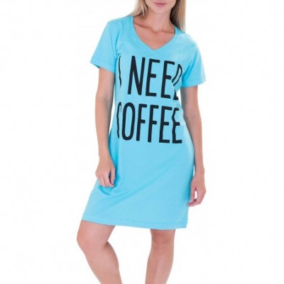 Nightgowns & Sleepshirts Sleep Long Length Nightshirt - Blue - C112MAP2P1P