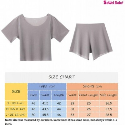 Sets Pajama Set for Women Ladies Pajamas Shorts Sleepwear Pjs Seamless Crop Top & Lounge Short 2 Piece Sets Grey Striped - CK...