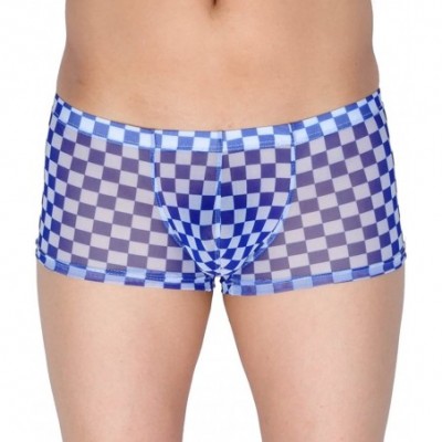 Boxers Men's Checker Boxer Underwear Gay Cut Square Pants Male Bluge Pouch Trunk Bodywear - 5-pack - C012N1L3268