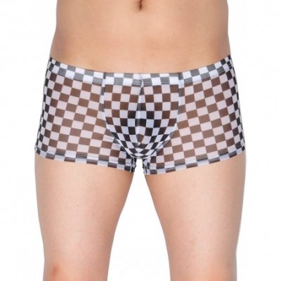 Boxers Men's Checker Boxer Underwear Gay Cut Square Pants Male Bluge Pouch Trunk Bodywear - 5-pack - C012N1L3268