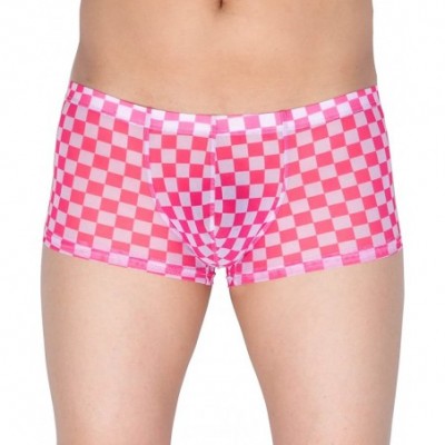 Boxers Men's Checker Boxer Underwear Gay Cut Square Pants Male Bluge Pouch Trunk Bodywear - 5-pack - C012N1L3268