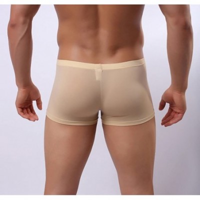 Boxer Briefs Men's Seamless Comfort Soft Silk Boxer Briefs - Nude - CU18CD8N99A