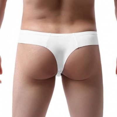 G-Strings & Thongs Men's Thong Underwear- Men's Butt-Flaunting Thong- Mens Underwear Briefs - White - CZ18Y4I60MU