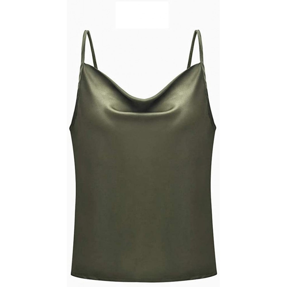 Camisoles & Tanks Women's Camisole Polyester Chiffon Shirt Top Seamless Cami - Olive Green - CK198S279WW