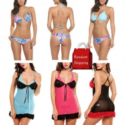 Baby Dolls & Chemises Women 5 Pack Lingerie Set Sexy Sleepwear V Neck Halter Nightwear Chemise Mini Teddy Babydoll - Random -...