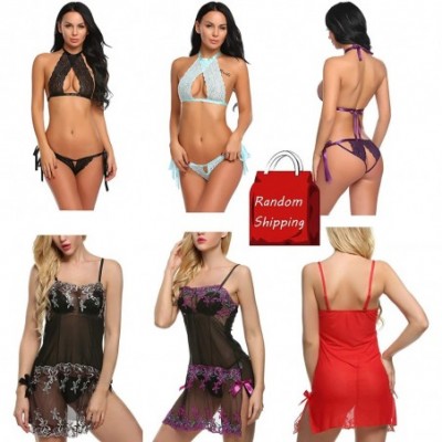 Baby Dolls & Chemises Women 5 Pack Lingerie Set Sexy Sleepwear V Neck Halter Nightwear Chemise Mini Teddy Babydoll - Random -...