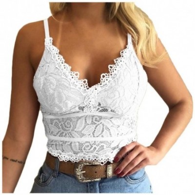 Camisoles & Tanks Women's Sexy Lace Bra Wireless Padded Bralette Deep V Plus Size Vest Crop V-Neck Underwear Camisole Racerba...