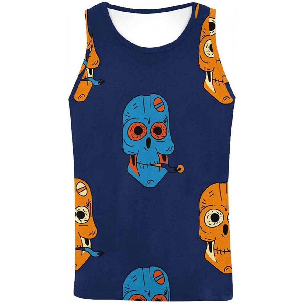 Undershirts Men's Muscle Gym Workout Training Sleeveless Tank Top Skulls - Multi7 - C719DLN0A0Q