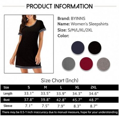 Nightgowns & Sleepshirts Women's Nightgown- Lace V-Neck Solid Color Nightshirt Short Sleeves Simple Sleepdress Comfortable Mo...