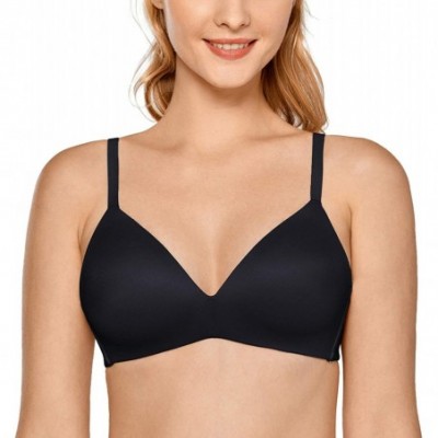 Bras Women's Full Coverage Lightly Lined Seamless Wireless T Shirt Bra - Black - C018LX4TL0G