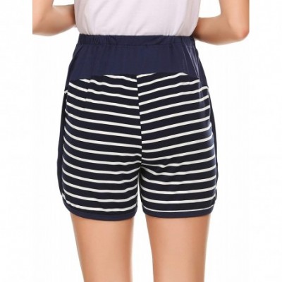 Bottoms Maternity Shorts Full Panel Athletic Shorts Striped Pregnancy Short/Long Pants Comfy Lounge Shorts for Women - Navy B...