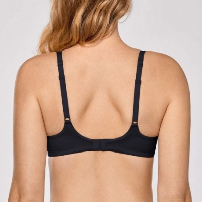 Bras Women's Full Coverage Lightly Lined Seamless Wireless T Shirt Bra - Black - C018LX4TL0G