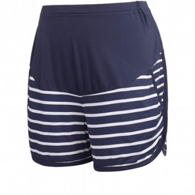 Bottoms Maternity Shorts Full Panel Athletic Shorts Striped Pregnancy Short/Long Pants Comfy Lounge Shorts for Women - Navy B...