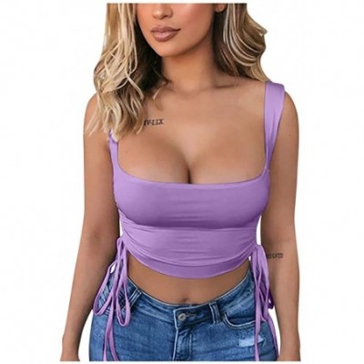 Camisoles & Tanks Women's Spaghetti Tank Tops Sexy Reflective Bralet Buckle Tube Top Vest Cami Basic Spaghetti Strap Tube Cro...