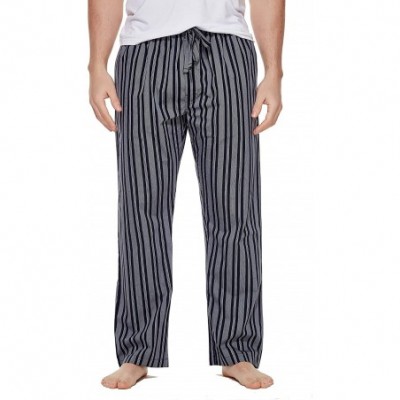 Sleep Bottoms Men's 100% Cotton Poplin Pajama Lounge Sleep Pant - Navystripe - CI18W6EIL6X