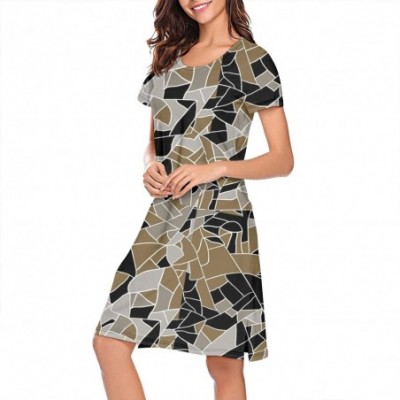 Nightgowns & Sleepshirts Womens Military Diamond Camo Short Sleeve Nightgown Soft Sleeping Shirts Loungewear Nightshirts Mili...