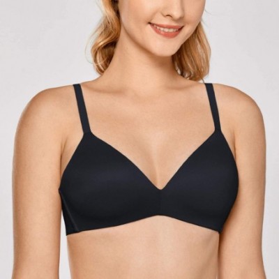 Bras Women's Full Coverage Lightly Lined Seamless Wireless T Shirt Bra - Black - C018LX4TL0G