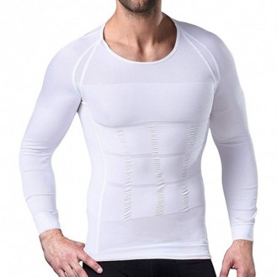 Undershirts Mens Body Shaper Tummy Control Slimming Vest Gynecomastia Undershirt Shapewear Compression Top - White - CB194HQS6S4