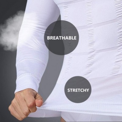 Undershirts Mens Body Shaper Tummy Control Slimming Vest Gynecomastia Undershirt Shapewear Compression Top - White - CB194HQS6S4