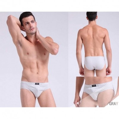 Briefs Men's Underwear Light Mid-Rise Sexy Cotton Briefs - Grayish White - CE18ALRMRSD