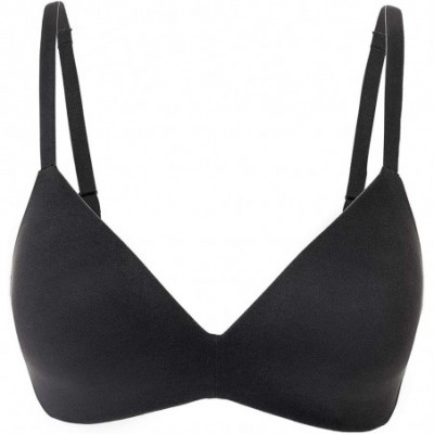 Bras Women's Full Coverage Lightly Lined Seamless Wireless T Shirt Bra - Black - C018LX4TL0G