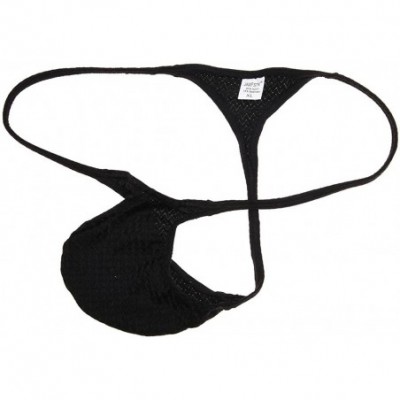 G-Strings & Thongs Men Drawnwork Micro Thong Underwear Adonis Bulge Pouch Bikin Trunks Sports Tanga - Black - CZ18H4YAKR2