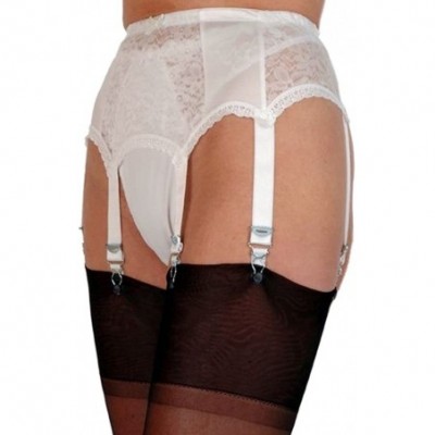 Garters & Garter Belts 6 Strap White Lace Garter Belt for Stockings (PL1) [USA] - S - CI11B48YITN