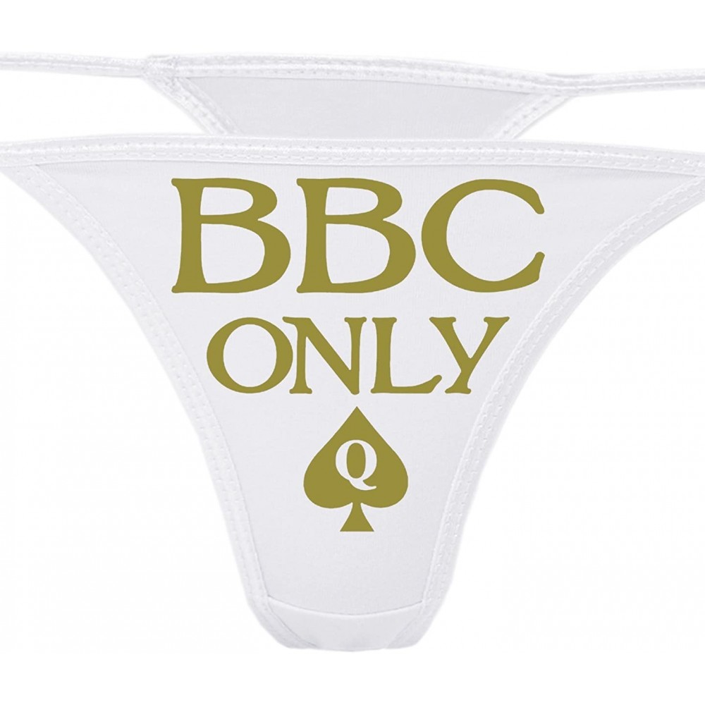 Panties BBC Only Queen of Spades White Thong Panties - Big Black Cock Only for Q of S Underwear - Gold - C1187NWXY5T