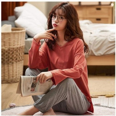 Sets Pajama Women's Autumn Cotton Long Sleeve 2 pcs Fresh Students Home Clothes Womens Set - 13 - CM197QU22TN