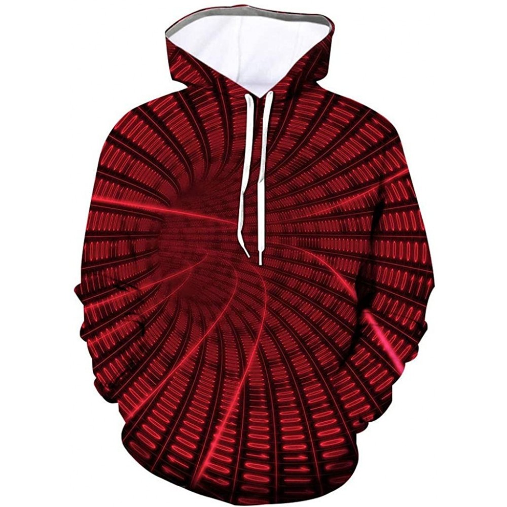 Shapewear Unisex Hoodies 3D Print Galaxy Pullover Hooded Sweatshirt Hoodies with Big Pockets - Red a - CB19453OTG6