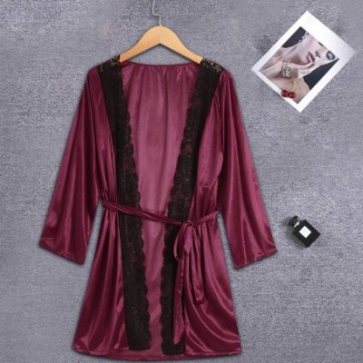 Garters & Garter Belts Sexy Ladies lace Underwear Pajamas Belt Home Casual Nightgown - Wine - CX1992OWOLL