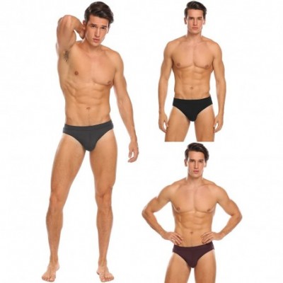 Briefs Men's 3 Pack Modal Rayon Soft Lightweight Pouch Briefs - Red+black+grey - CH18U5R3OA8