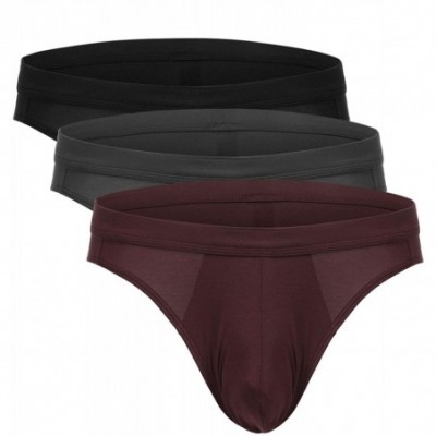 Briefs Men's 3 Pack Modal Rayon Soft Lightweight Pouch Briefs - Red+black+grey - CH18U5R3OA8